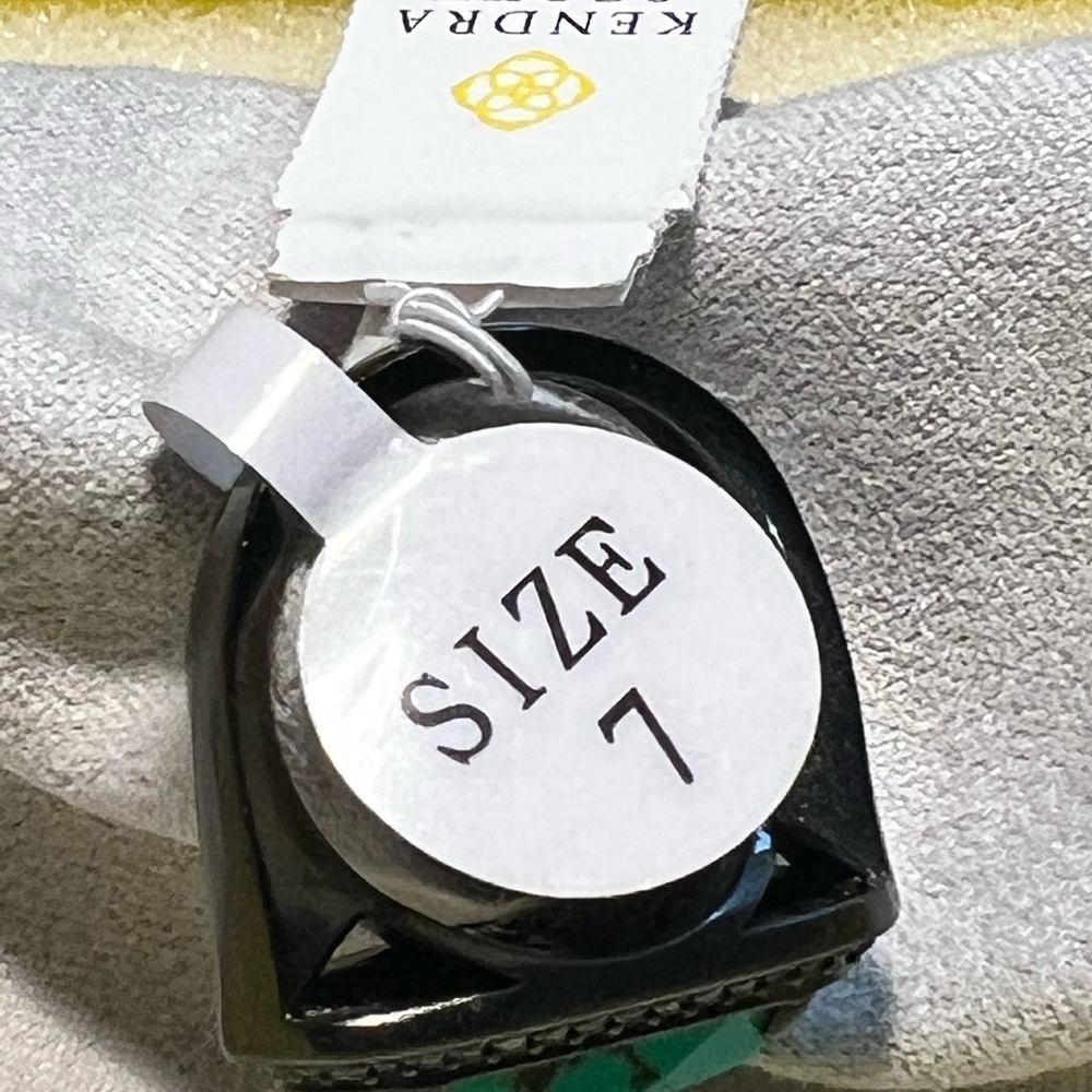 NWT Kendra Scott Arielle Ring Variegated Turquoise & Gunmetal SUPER RARE Perfect - Picture 10 of 14